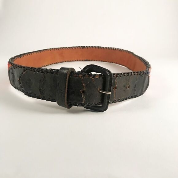 Vintage 90's Black belt with Colorful Pattern - Picture 8 of 8